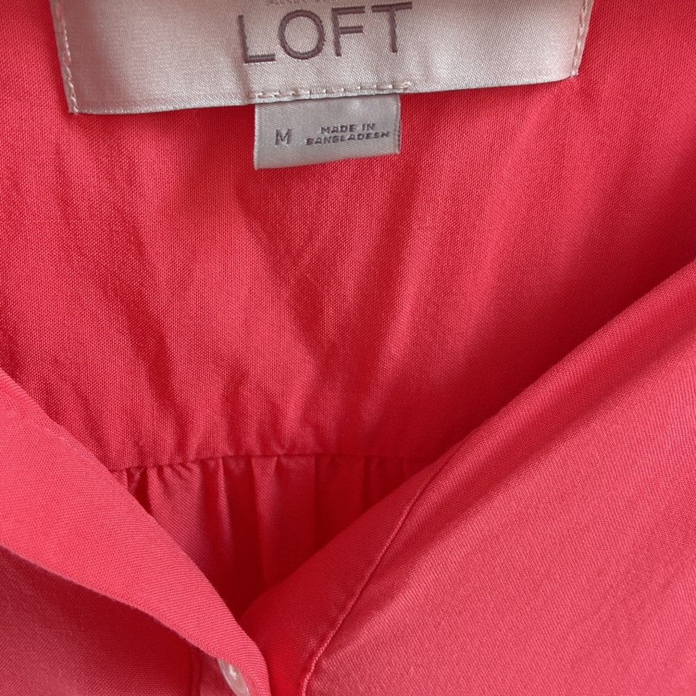 LOFT sleeveless button blouse, coral color, medium - Picture 2 of 5